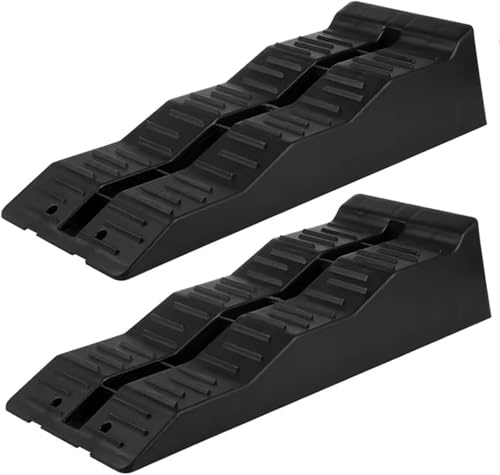Caravan Levelling Ramps (2 Pack, Black, 3 Step Heights 56/20/13 mm) – Heavy Duty Car, Van & Motorhome Levelling Ramps, UV-Resistant Wheel Chocks with Anti-Skid Grooves, 4.5 T Capacity
