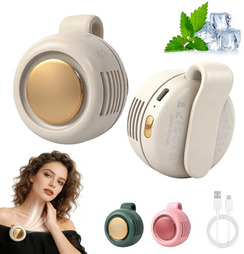 hepanio Portable Silent Mini Bladeless Fan Clip On,3 Speeds Clip-On Fans For Shirt,Small Clips Fanmini Whirlwind Fans For Waist Clips Suitable For Outdoor & Travel & Office (White)