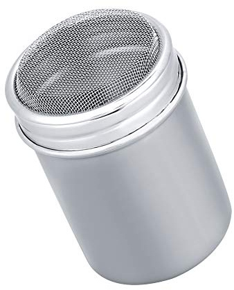Riuulity Coctelera de Acero Inoxidable para Polvo, Dispensador de Especias, Azúcar y Cacao, con Malla Fina Desmontable para Condimentos de café, Pimienta y Barbacoa (304 malla cóncava grande)