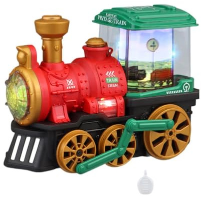 Treno Elettrico con Luci Lampeggianti, a Vapore – Regalo di Compleanno Perfetto per Bambine, Bambini E Ragazzi, Rosso