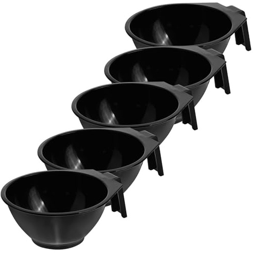SHINEOFI 5 Pièces Bol de Teinture Capillaire pour Usage Personnel et Voyage en Plastique Noir Robuste et Facile à Nettoyer Accessoire Pratique pour Coloration Cheveux