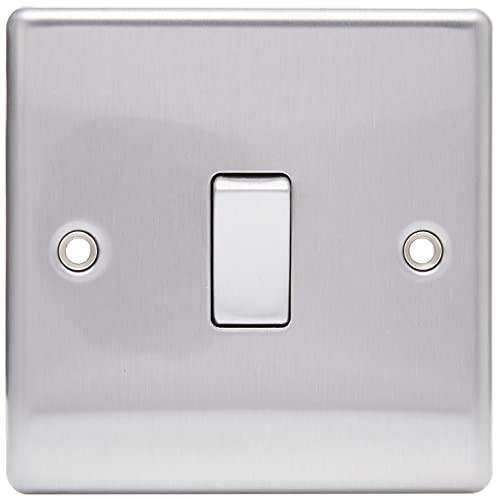 5 x BG NBS12 Light Switches 10A 2 Way (Brushed Steel/Satin Chrome)
