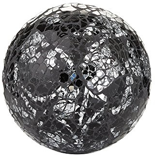 Dekorative Kugel mit Glasmosaik, erhältliche Größen: 9 cm/ 10 cm/ 11 cm, schwarz/silber, 11 cm