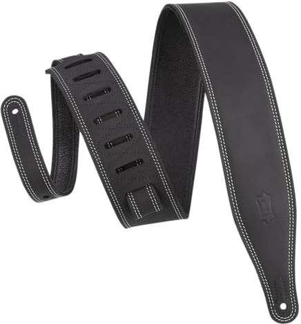 Levy's Leathers Like Butter Series 2.5 Wide Leather Guitar Strap – Ultra-Soft, Black, Adjustable Comfort for Guitar & Bass (M17BDS-BLK)