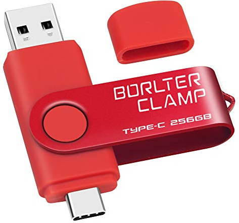 Clé USB Type C 256 Go, BorlterClamp Mémoire Stick Double Connecteur USB C 3.0 U Disque Flash Drive pour Smartphone Android Samsung S10/S9/S8, Huawei Honor, LG, Tablette et Ordinateur (Rouge)