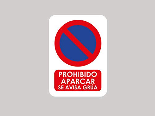 Pack 10 Señales de Prohibido Aparcar Se Avisa Grúa | Medida 14,85x21cm | Señaletica en Material Aluminio Blanco Resistente de 3mm | Duradera y Económica