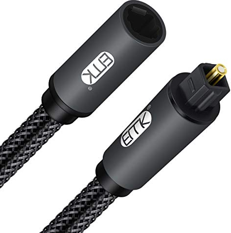EMK Cable Optique Câble Optique Audio Numérique Toslink Câble Fibre Optique Spdif pour Home Cinéma, Barre de Son, TV, PS4, Xbox (1,5M, Cable Optique Extension)