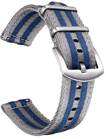 Bolyte Snabbfrigörande klockarmband för män och kvinnor, flera färger, säkert band i nylon, klockarmband på 20 eller 22 mm, 20mm, Nylon Rostfritt stål