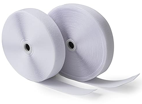 IPEA Ruban à coudre (non adhésif) - 25 m x 50 mm - Bande extra forte de 5 cm de large pour décoration de maison et vêtements de couture - Corde crochet et anneau - Blanc BS0330750/01