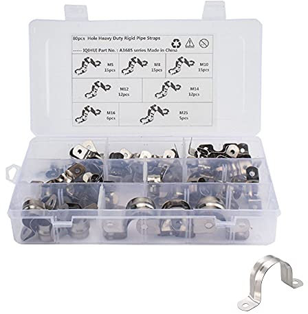 80 Pièces Collier Serrage Acier Inoxydable, 304 Colliers Serrage Acier Inoxydable, Collier Serrage pour Tuyau, Acier Inoxydable Tuyau Clips, Collier de Serrage en U, pour la Fixation du Tuyau