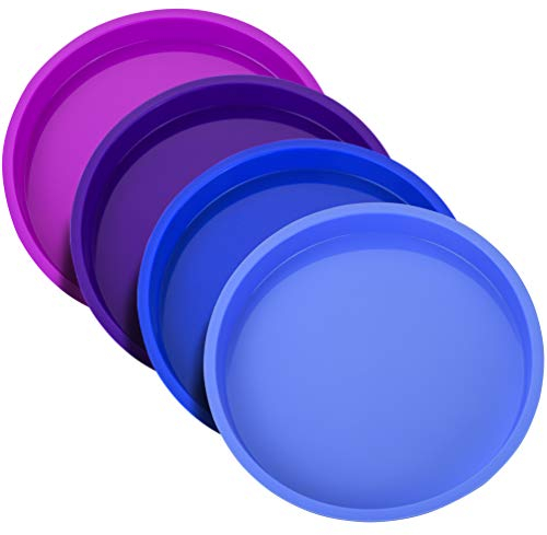 Silikon Kuchenformen Rund Schichtkuchen Backform 20cm: 8 Zoll Backformen Set Regenbogen Kuchenform Auslaufsicher Backform Backen Geschichtet Antihaft BPA-Frei für Geburtstagsfeier Hochzeitstag 4 Stück
