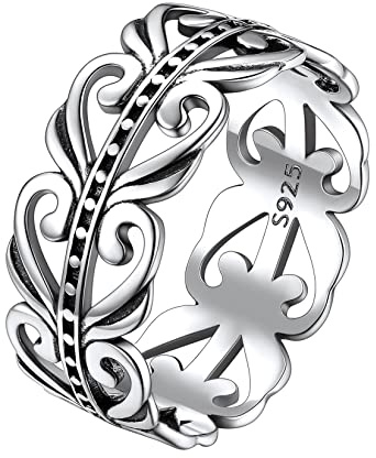 Suplight 925 Sterling Silver Celtic Knot Friendship Ring, 8mm Retro Celtic Wedding Bands for Women Girls Size 11