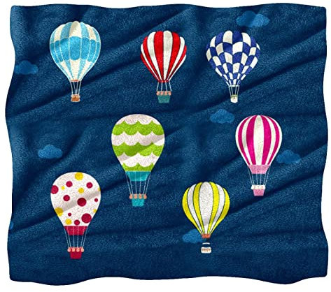 Fleece-Überwurfdecke, Heißluftballon im Himmel für Couch, Sofa oder Bett, gemütliche, weiche Decken