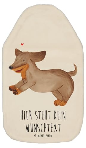 Mr. & Mrs. Panda Bedruckte Wärmflasche Hund Dackel - Weiß