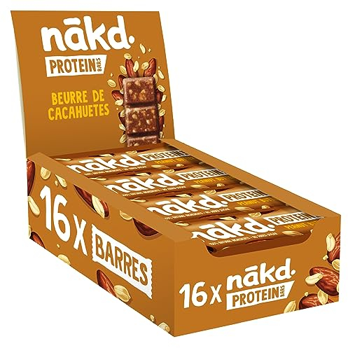 Nakd Peanut Butter Protein Bar - Vegan - Gluten Free - Healthy Snack, 45g (Pack of 16 bars)