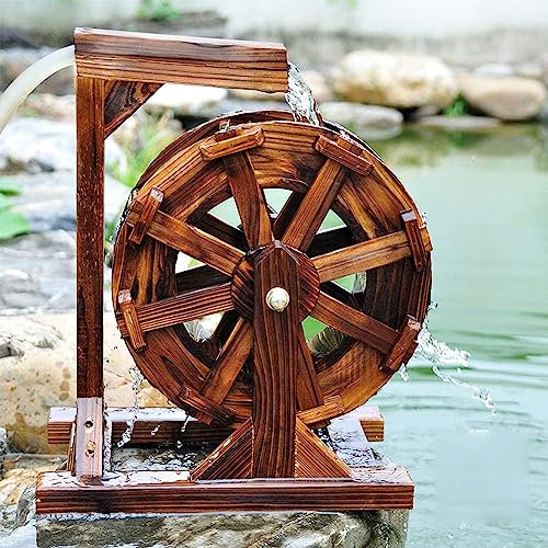 Fontaine de Roue d'eau Fontaine en Bois Roue Cascade Roue Extérieure Fontaine Rétro Bassin Fontaine Pompe à Eau Feng Shui Roue Fontaine Décoration de Jardin (Size : 30cm(11.8inch))