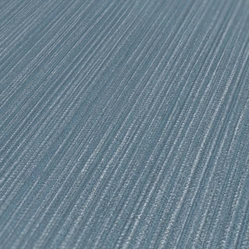 BRICOFLOR Schlichte Tapete taubenblau silber Moderne Vliestapete mit Linien ideal für Wohnzimmer und Schlafzimmer