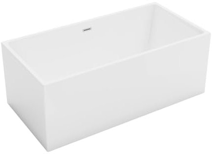 Vente-unique - Baignoire semi-îlot rectangulaire - 250 L - 150 x 75 x 58 cm - Blanche - Acrylique - PIKAIA