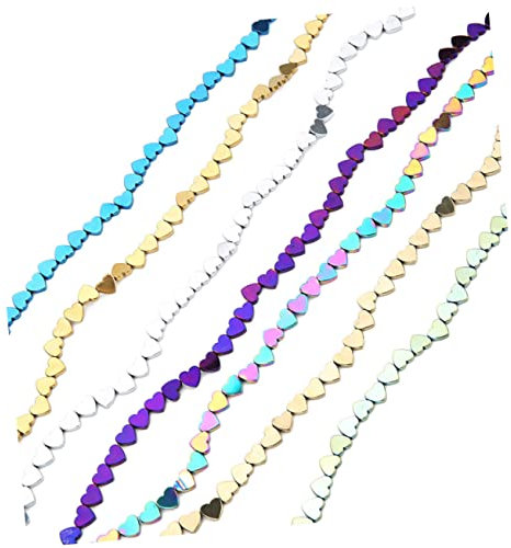 STOBOK 50 Stück Hämatit-anhänger Esstischzubehör Edelstein Bastelperle Machen Herz-anhänger Herz-halskette Hochzeitszubehör Halskette Mit Schlangenkette Abstandsperle Schmuck Perlen