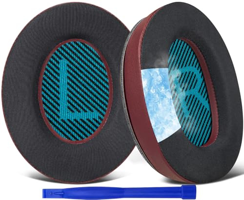 SoloWIT Cooling-Gel Earpads Cushions for Bose Headphones, Replacement Ear Pads for Bose QuietComfort 15 QC15 QC25 QC2 QC35/Ae2 Ae2i Ae2w/SoundTrue & SoundLink Around-Ear & Around-Ear II (Burgundy)