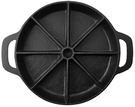 Cabilock Cast Iron Wedge Pan with Double Handles, Black 8-Edge Bread Mold