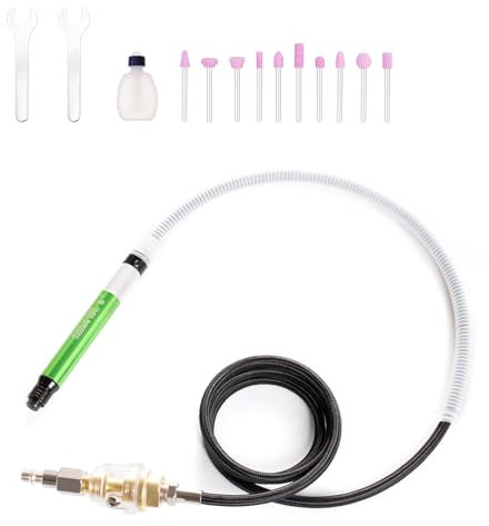 Dotool Mikro-Luftschleifer, 54000 U/min, Druckluftwerkzeug, 0,3 cm Luftschleifer, pneumatischer Schleifer zum Reinigen von Stanzformen, Rotoren, Trägerplatten, Bremsbelägen, Halterungen