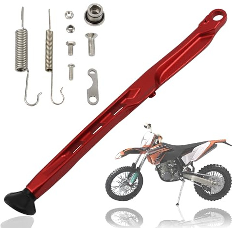 PowerMotor CNC Motorrad Seitenständer Kit, Seitenstaender Parkbein mit Feder, Seitenstütze Ersatz für KTM EXC EXCF XCW XCF-W XC XCF 125 150 250 300 350 450 Modelle Baujahr 2023–2024 Rot