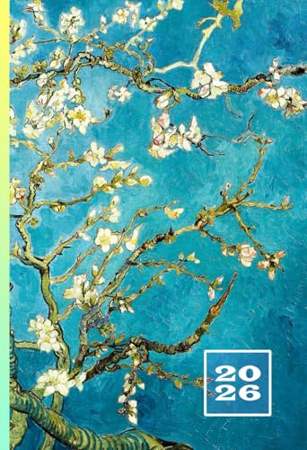2026: A6 Taschenkalender | 1 Woche auf 2 Seiten Terminplaner | Buchkalender im Mini Format | Jahresplaner Kalenderbuch | Terminkalender Wochenkalender ... | Wochentaschenkalender Van Gogh Mandelblüte