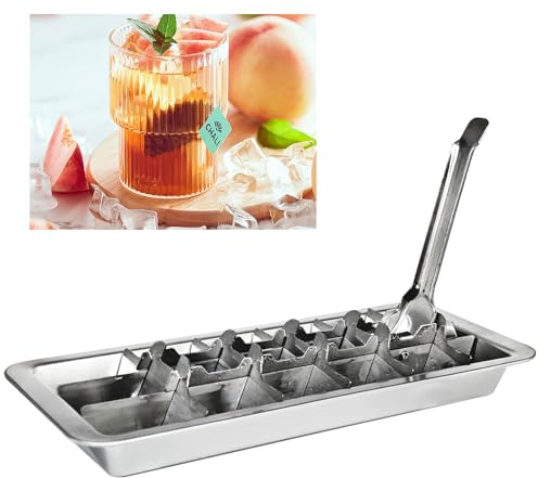 Stainless Steel Ice Cube Tray with 18 Slots, Metal Ice Cube Maker with Removable Trays, Easy Release Handle & Level, Dishwasher Safe for Bars, Kitchens & Frozen Foods