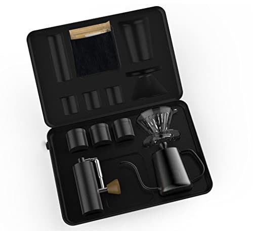 Msuiiixcccc Portable Package Manual Drip Coffee Maker Gift Box Set Portable Brew Coffee Pot Mini Coffee Grinder Percolator