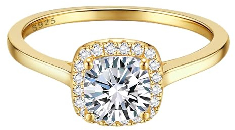 Milacolato Verlobungsring Damen Silber 925 Rings Ringe Promise Engagement Eternity Verstellbar Rund Quadratisch Mit Stein Fingerring für Damen 6G