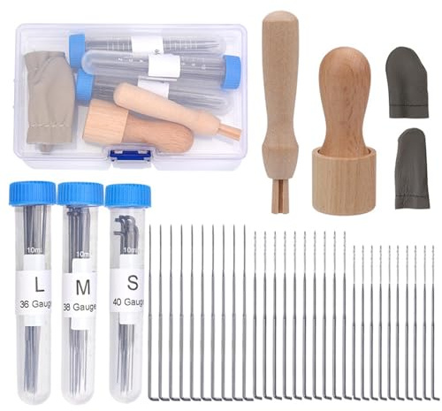 Wool Felting Needle Tools with 36/38/40 Gauge Needles and 1/8 Needle Wooden Handle for Needles Felting Supplies Beginner or Professional to DIY Crafting(Color:Silver)