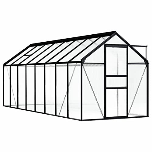 Invernadero de policarbonato de aluminio con ventanas resistentes a los rayos UV, ventilación de techo, varios modelos, antracita, 931 m²