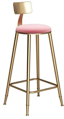 guiling-1986 Barhocker Modischer nordischer Barstuhl aus Eisen und Gold, Esszimmerstuhl, Hochstuhl mit Rückenlehne, geeignet for Bars und Cafés Barstuhl(Pink,73CM)
