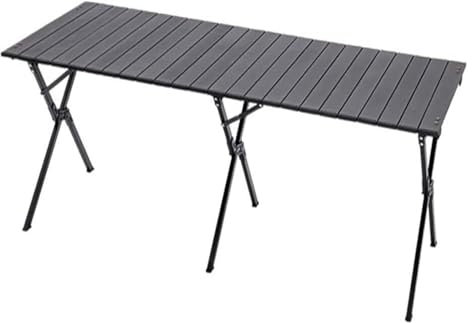 BTBTB Tavolo pieghevole da campeggio all'aperto, tavolo da picnic in lega di alluminio portatile, tavolo pieghevole nero for grandi dimensioni(XL)