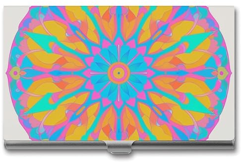 FHESDCW Gradient Mandala Visitenkartenetui für Männer & Frauen, professionelles Kartenetui mit Schnallenstil, kompaktes und tragbares Metalletui für Büroangestellte, Stil, Einheitsgröße, klassisch
