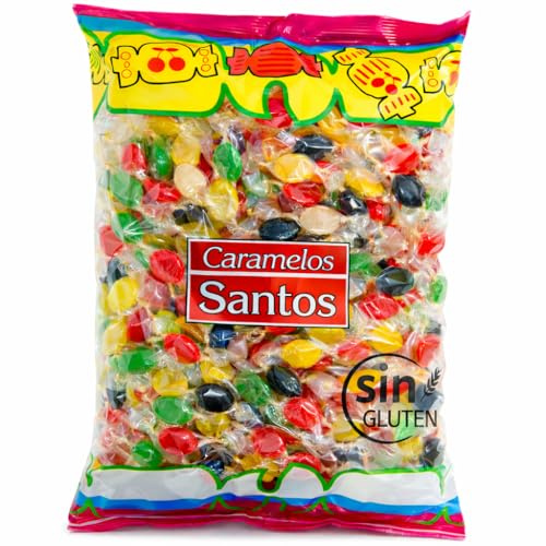 Caramelos de Colores con sabor a Frutas - Sin Gluten y Sin Alérgenos – Caramelos con sabor a Limón, Plátano, Naranja, Fresa, Cola y Melón – Fiestas, Eventos y Piñatas - Caramelos Santos, desde 1948
