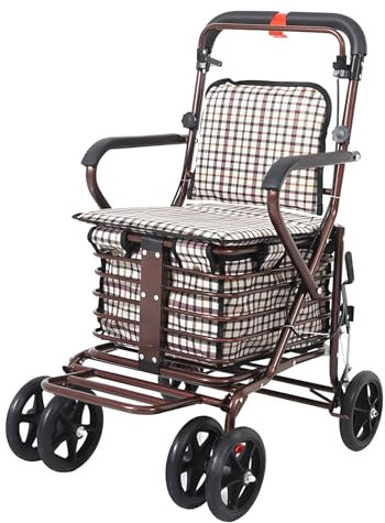 Generico all Terrain Rollator Walker Pieghevole con Freni a Mano Ruote e scompartimento per Gli Anziani Esterni Interni