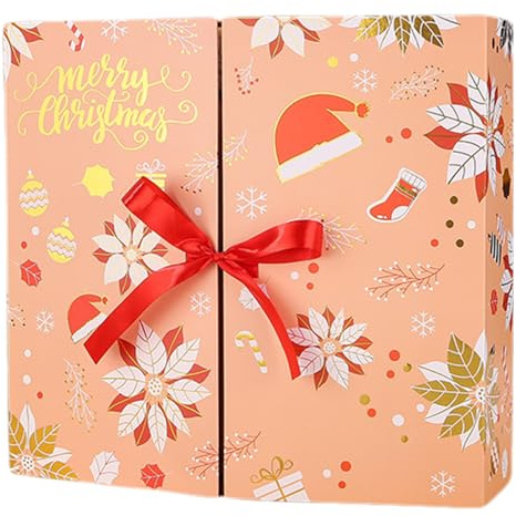 Christmas Advent Calendar 2024, 1 Set 24 Days Empty Advent Calendar Box Fillable Christmas Countdown Box for Kids Family Xmas Holiday Decor.