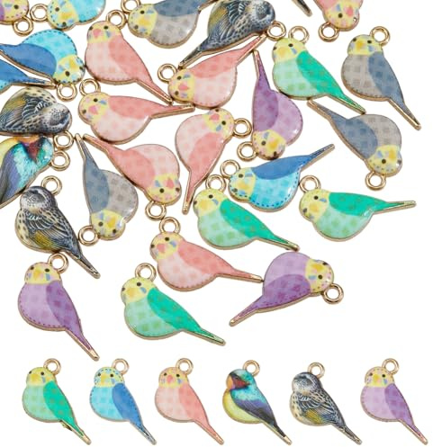 DICOSMETIC 40 Stück Vogel Charme Großpackung Aus Legierung Rotkehlchen Vogel Anhänger Niedliche Fliegende Tier Anhänger Mini Bunte Vogelanhänger Für Halsketten Armbänder Und Schmuckherstellung