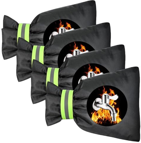4PCS Outdoor Tap Cover for Winter,Outside Tap Cover Frost Protector with Reflective Strip,Waterproof Thickened Tap Jacket Protects Your Tap from Freezing Bursting
