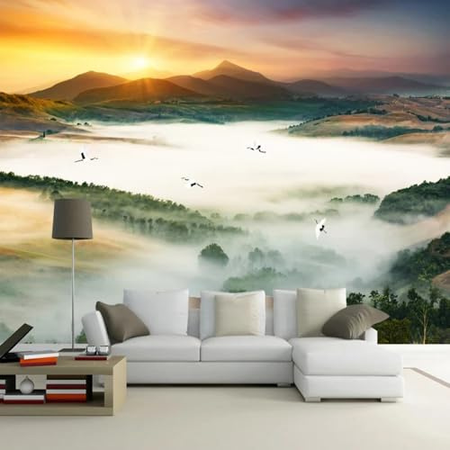 Kitquiver Papier Peint Mural 3D Paysages Naturels De Montagne Et De Forêt Papier Peint Photo Effet Trompe-L'Œil，Affiche Décorative 150x105cm