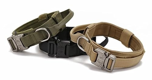 KLAWA® Taktisches Hundehalsband – Verstellbares Hunde Trainingshalsband mit Hochleistungs-Metallschnalle – Robustes Militär- & Outdoor Halsband für große Hunde (M/L/XL) (Schwarz, L)