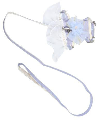 MERRYHAPY Soft Verstellbares Katzen-Geschirr Mit Leine Atmungsaktive Mesh-Weste Mit Tüllblume Ausbruchsicheres Haustier-Geschirr Für Katzen Und Kaninchen Komfortables Außen-spaziergangs