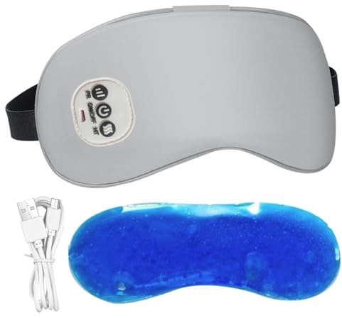Máscara de ojos calentada para ojos secos, 3 modos de máscara de vibrante caliente con enfriamiento, masajeador recargable por USB caliente con temporizador de 15 minutos para cansados
