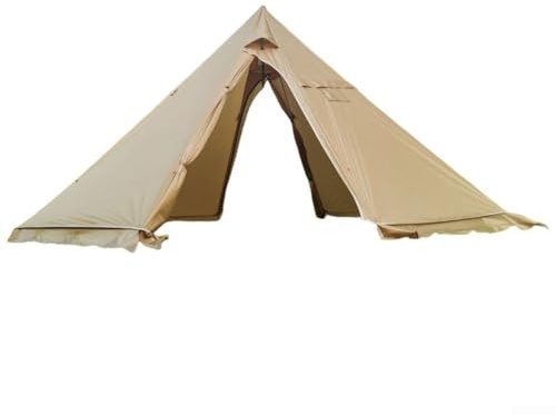 Zoegneer Tingxue 500PRO - Tenda da campeggio piramidale con ghetta antineve e finestra ventilata, panno ignifugo per stufa a legna, materiale leggero 210T resistente agli strappi, marrone
