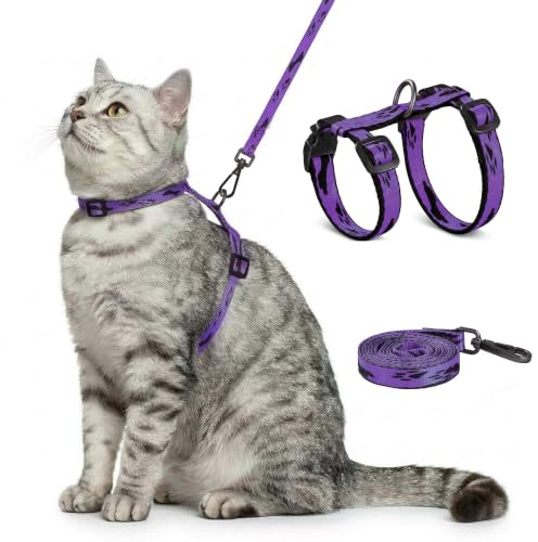 PawSailor Pettorina per Gatto con Guinzaglio Anti-Fuga Imbracatura Gato Regolabile Leggero Morbida Pettorina Gatti Piccoli, Medi e Grandi, Facile da Indossare, Comoda per Esterni, Viola