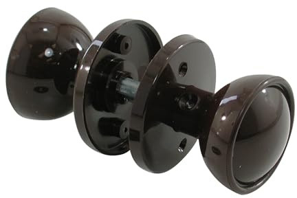 keypak Plastic Brown Rim Mortice Door Knob Set for Wooden Door 1 Pair | External and Internal Door knobs Shed Keyhole Escutcheons- Spindle & Fixings Included