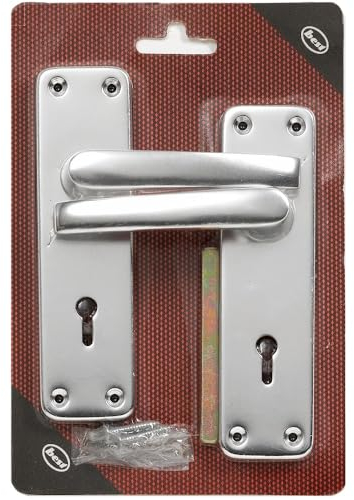 Merriway BH00002 Bright Aluminium Lock Handle Set, 150 mm (6 inch) Plate , Grey