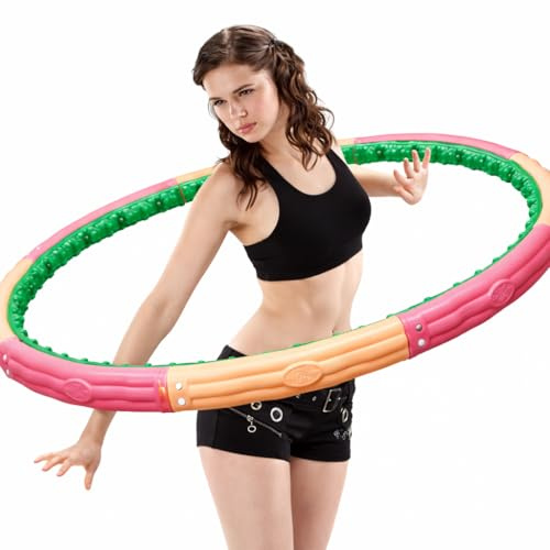 Health Hoop Weighted Fitness Hoop for Adults, Full Size 42.5 Large Diameter - Deep Massage Cushion Balls, Core Workout, Waist Training, Fat Burning. Made in Korea (Elite-31kg(6.8lb))
